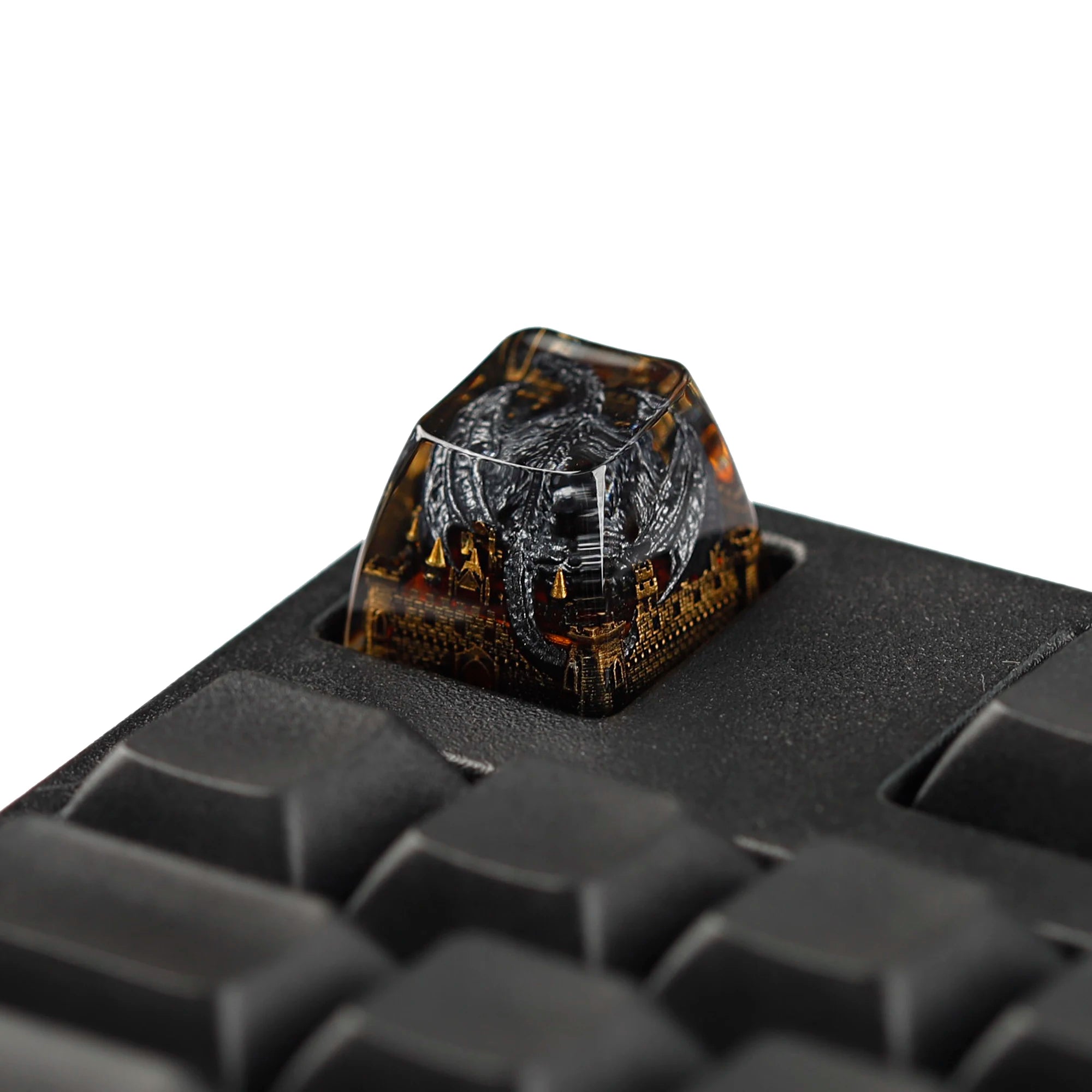 YMDK 1pcs Dinosaur Theme Silver Black Yellow Blue Personalized Resin Keycaps R4 1u Novel Key Caps for MX Mechanical Keyboards