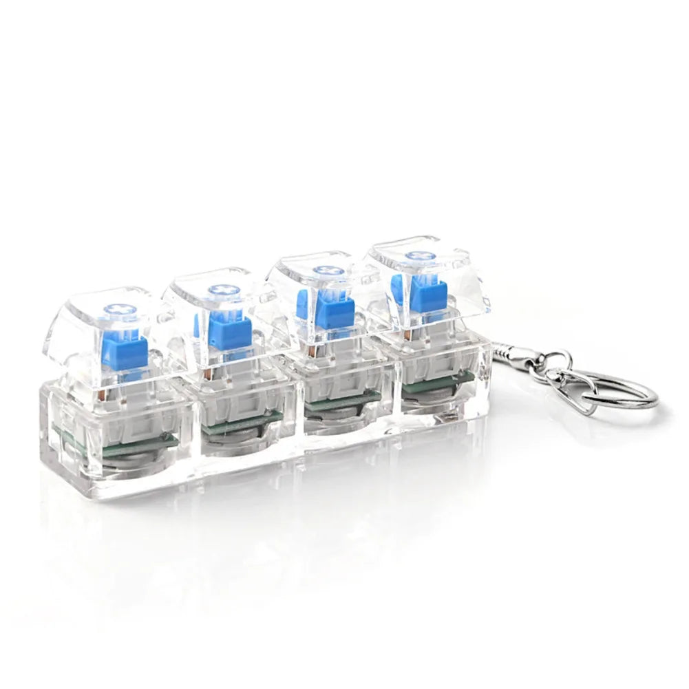 1pcs 4 Keys Mechanical Keyboard Tester LED Keyboard Key Toys Stress Relief DIY Fidget Button Keycap Fidget Keychain Toys