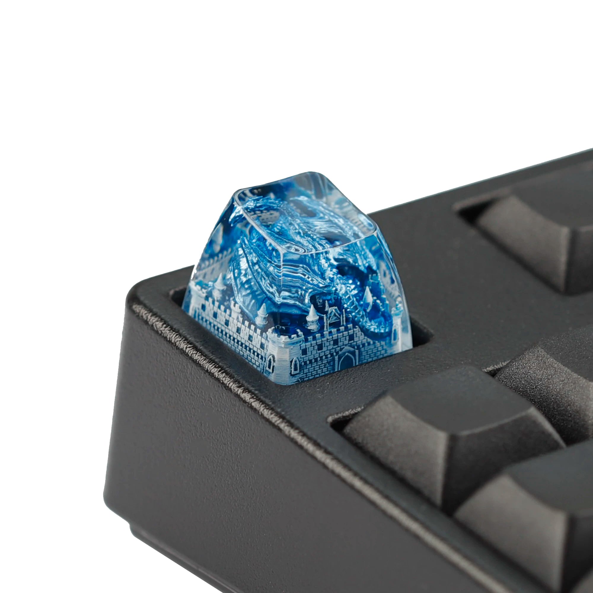 YMDK 1pcs Dinosaur Theme Silver Black Yellow Blue Personalized Resin Keycaps R4 1u Novel Key Caps for MX Mechanical Keyboards