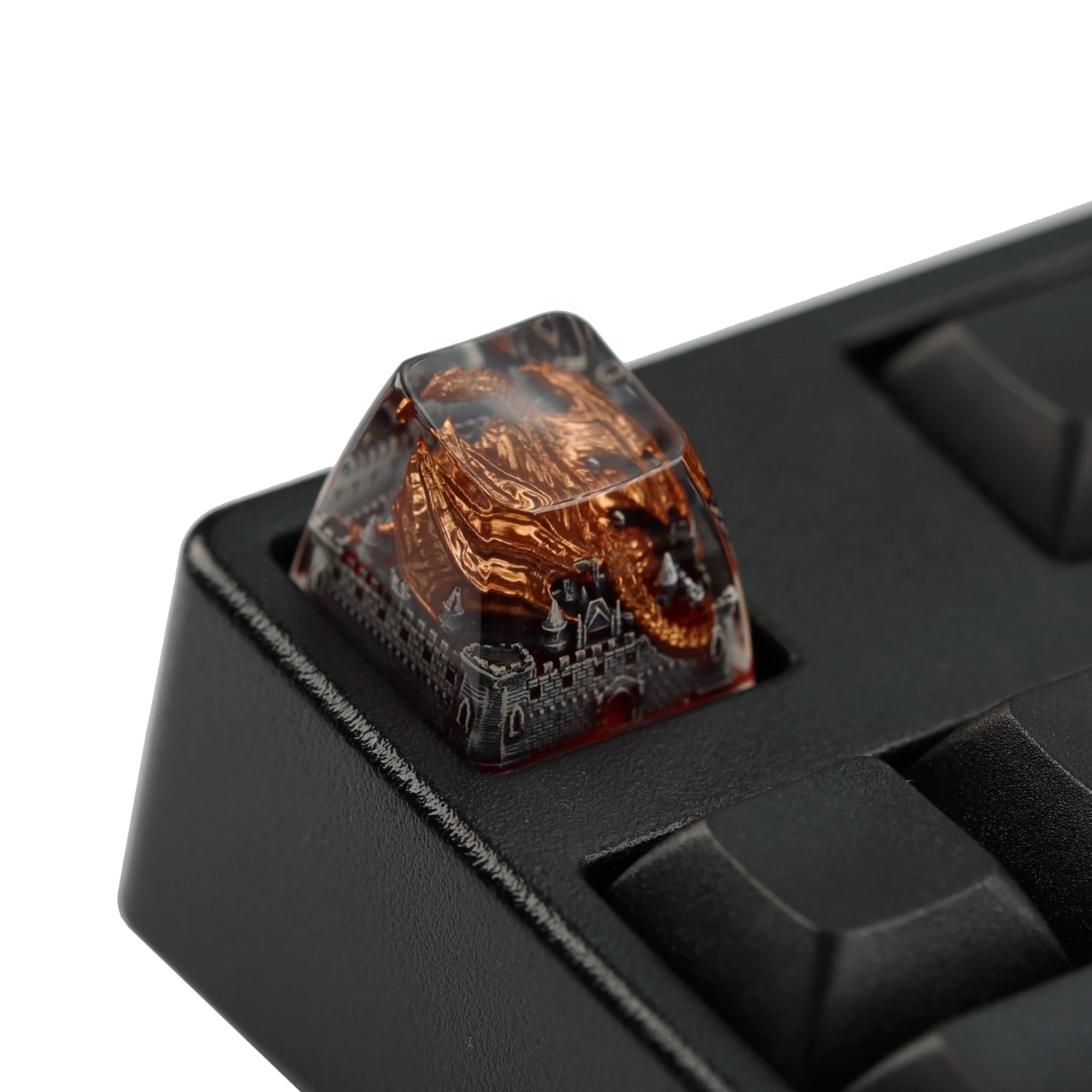 YMDK 1pcs Dinosaur Theme Silver Black Yellow Blue Personalized Resin Keycaps R4 1u Novel Key Caps for MX Mechanical Keyboards