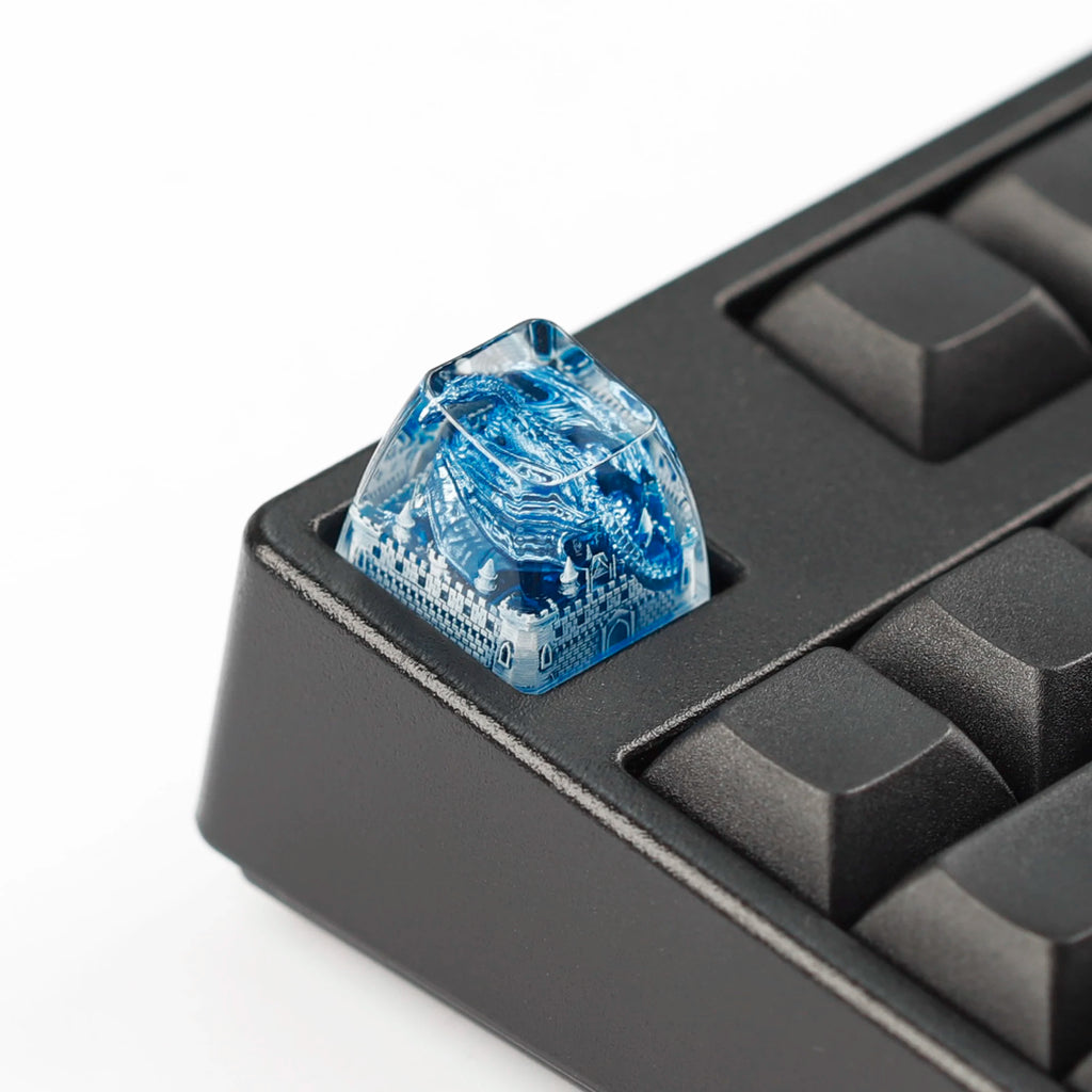 YMDK 1pcs Dinosaur Theme Silver Black Yellow Blue Personalized Resin Keycaps R4 1u Novel Key Caps for MX Mechanical Keyboards