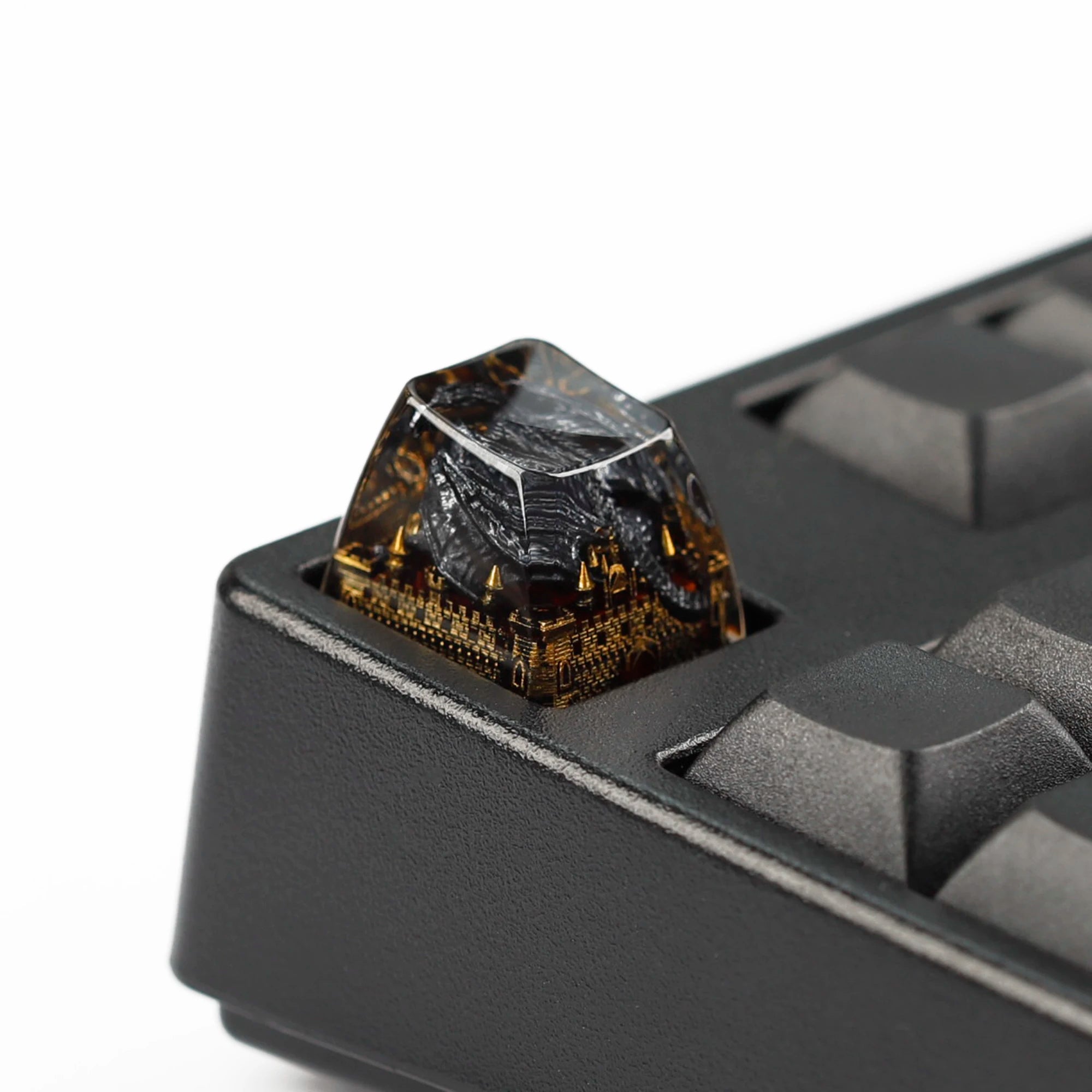 YMDK 1pcs Dinosaur Theme Silver Black Yellow Blue Personalized Resin Keycaps R4 1u Novel Key Caps for MX Mechanical Keyboards