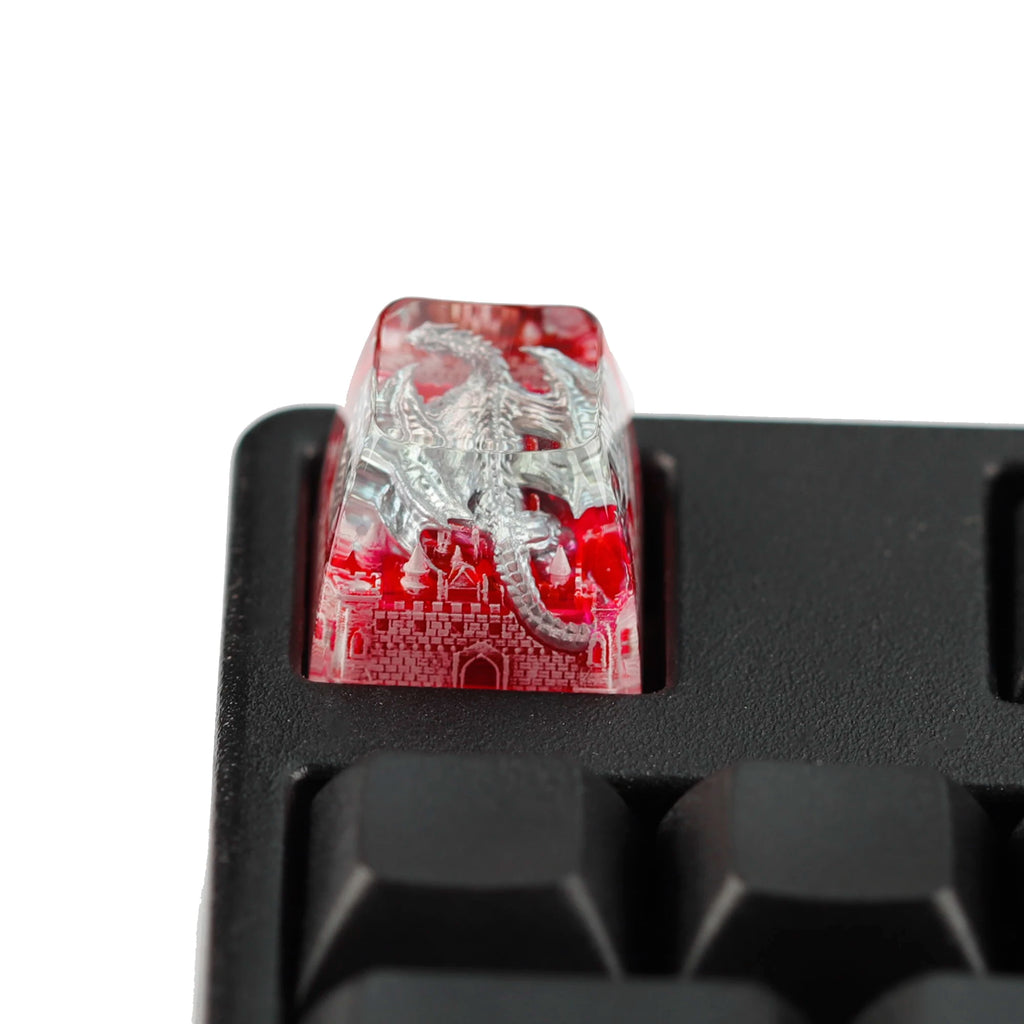 YMDK 1pcs Dinosaur Theme Silver Black Yellow Blue Personalized Resin Keycaps R4 1u Novel Key Caps for MX Mechanical Keyboards