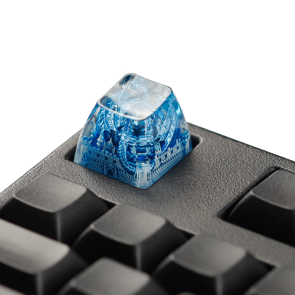 YMDK 1pcs Dinosaur Theme Silver Black Yellow Blue Personalized Resin Keycaps R4 1u Novel Key Caps for MX Mechanical Keyboards