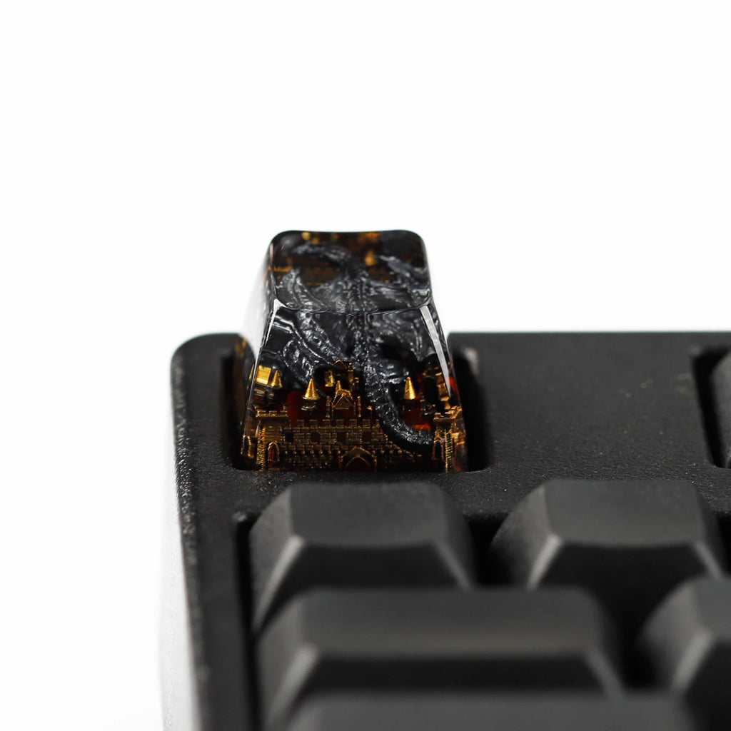 YMDK 1pcs Dinosaur Theme Silver Black Yellow Blue Personalized Resin Keycaps R4 1u Novel Key Caps for MX Mechanical Keyboards