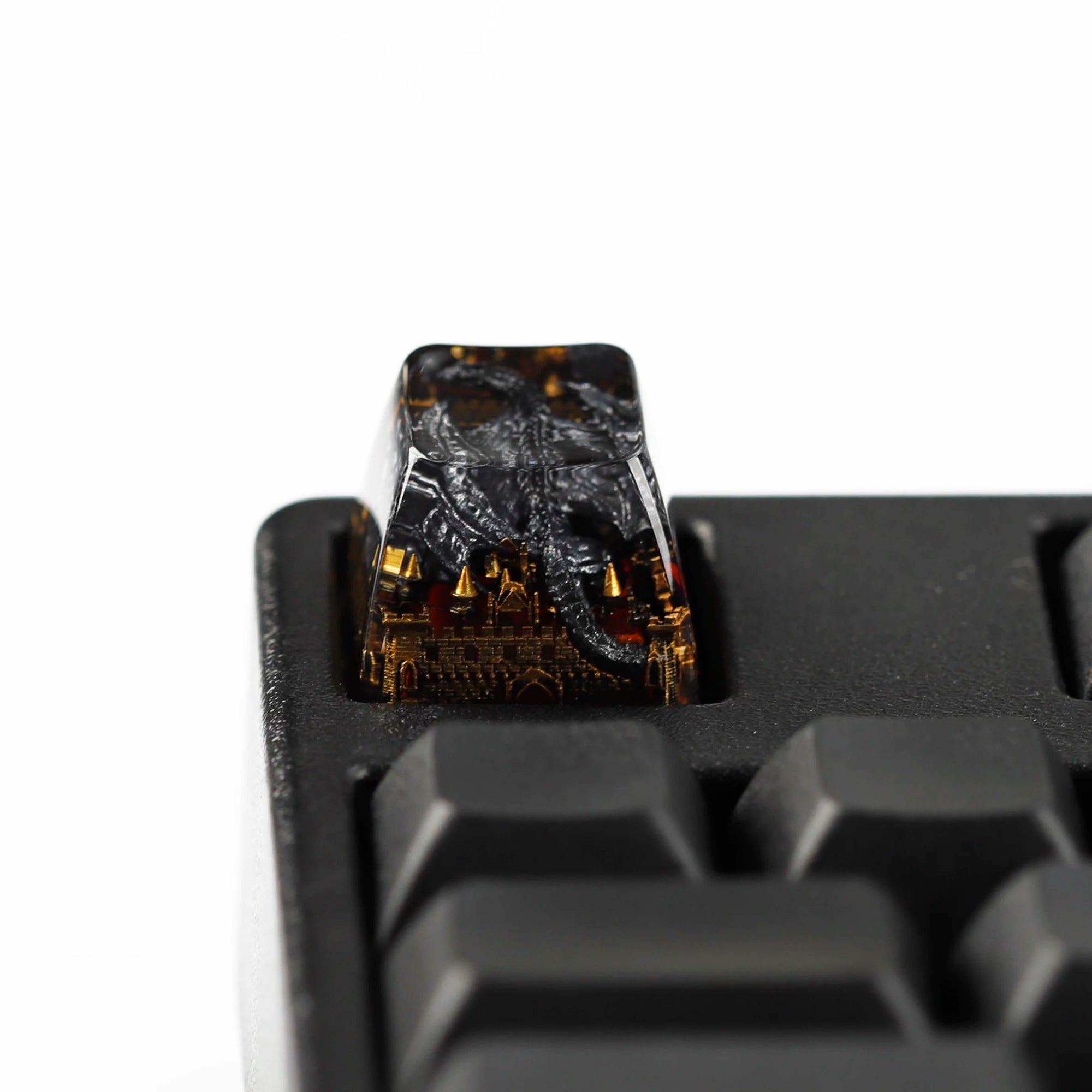 YMDK 1pcs Dinosaur Theme Silver Black Yellow Blue Personalized Resin Keycaps R4 1u Novel Key Caps for MX Mechanical Keyboards