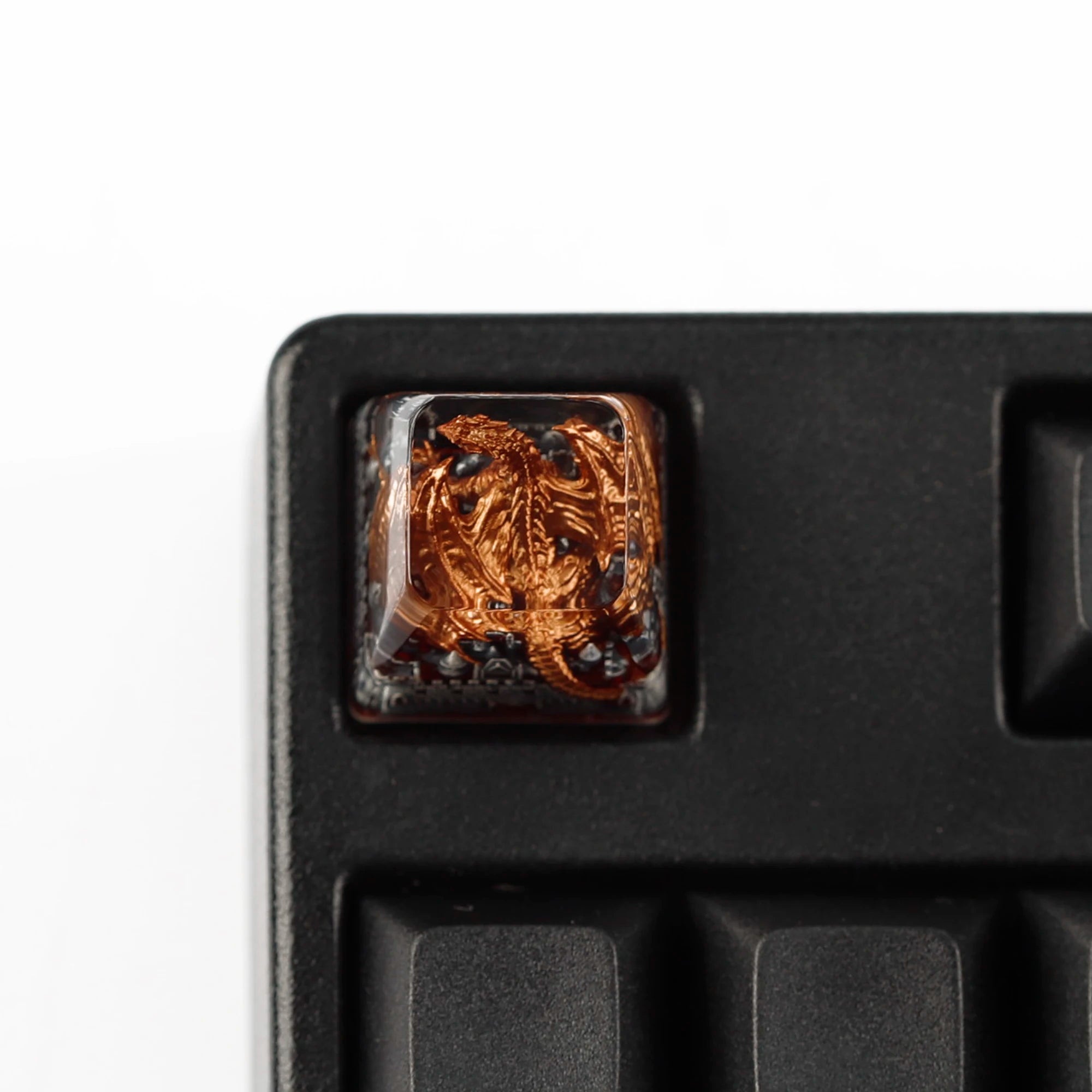 YMDK 1pcs Dinosaur Theme Silver Black Yellow Blue Personalized Resin Keycaps R4 1u Novel Key Caps for MX Mechanical Keyboards