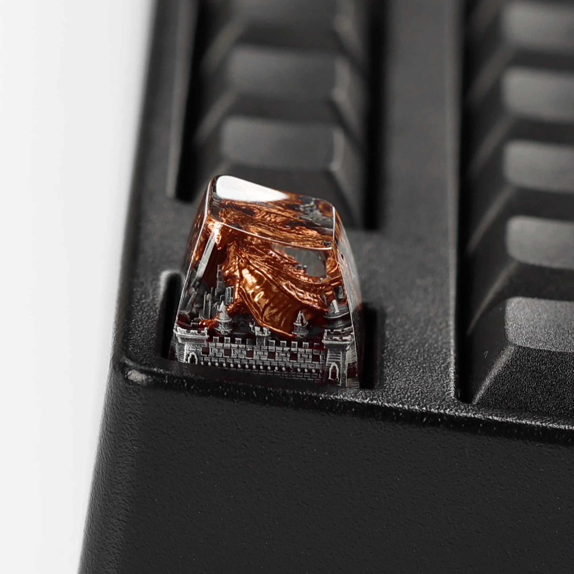 YMDK 1pcs Dinosaur Theme Silver Black Yellow Blue Personalized Resin Keycaps R4 1u Novel Key Caps for MX Mechanical Keyboards