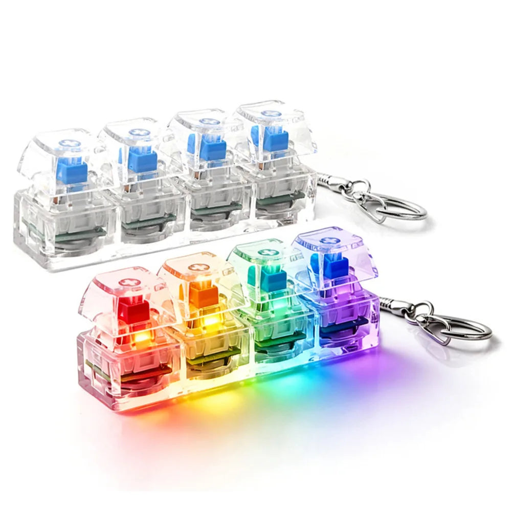 1pcs 4 Keys Mechanical Keyboard Tester LED Keyboard Key Toys Stress Relief DIY Fidget Button Keycap Fidget Keychain Toys