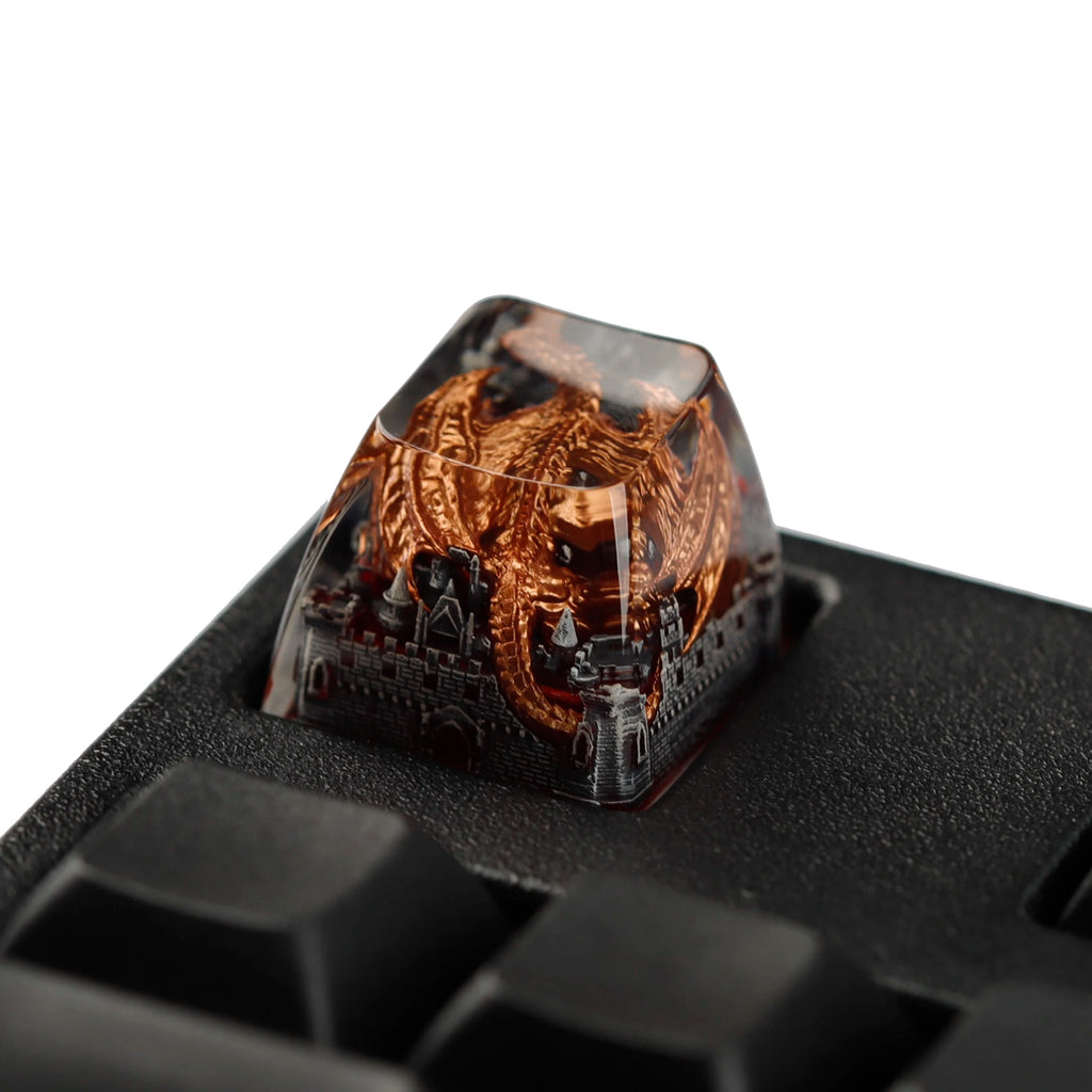 YMDK 1pcs Dinosaur Theme Silver Black Yellow Blue Personalized Resin Keycaps R4 1u Novel Key Caps for MX Mechanical Keyboards