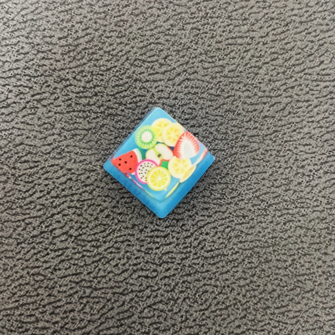 DIY Strawberries/Watermelon/Avocado Keycaps Translucent Fruit Series Resin Keycap Cross Axis Mechanical Keyboard Accessories