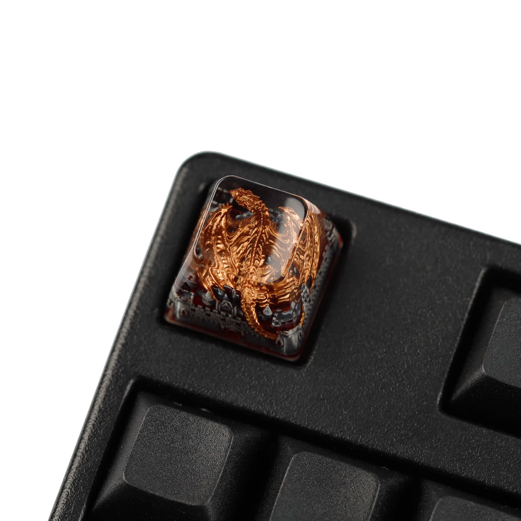 YMDK 1pcs Dinosaur Theme Silver Black Yellow Blue Personalized Resin Keycaps R4 1u Novel Key Caps for MX Mechanical Keyboards