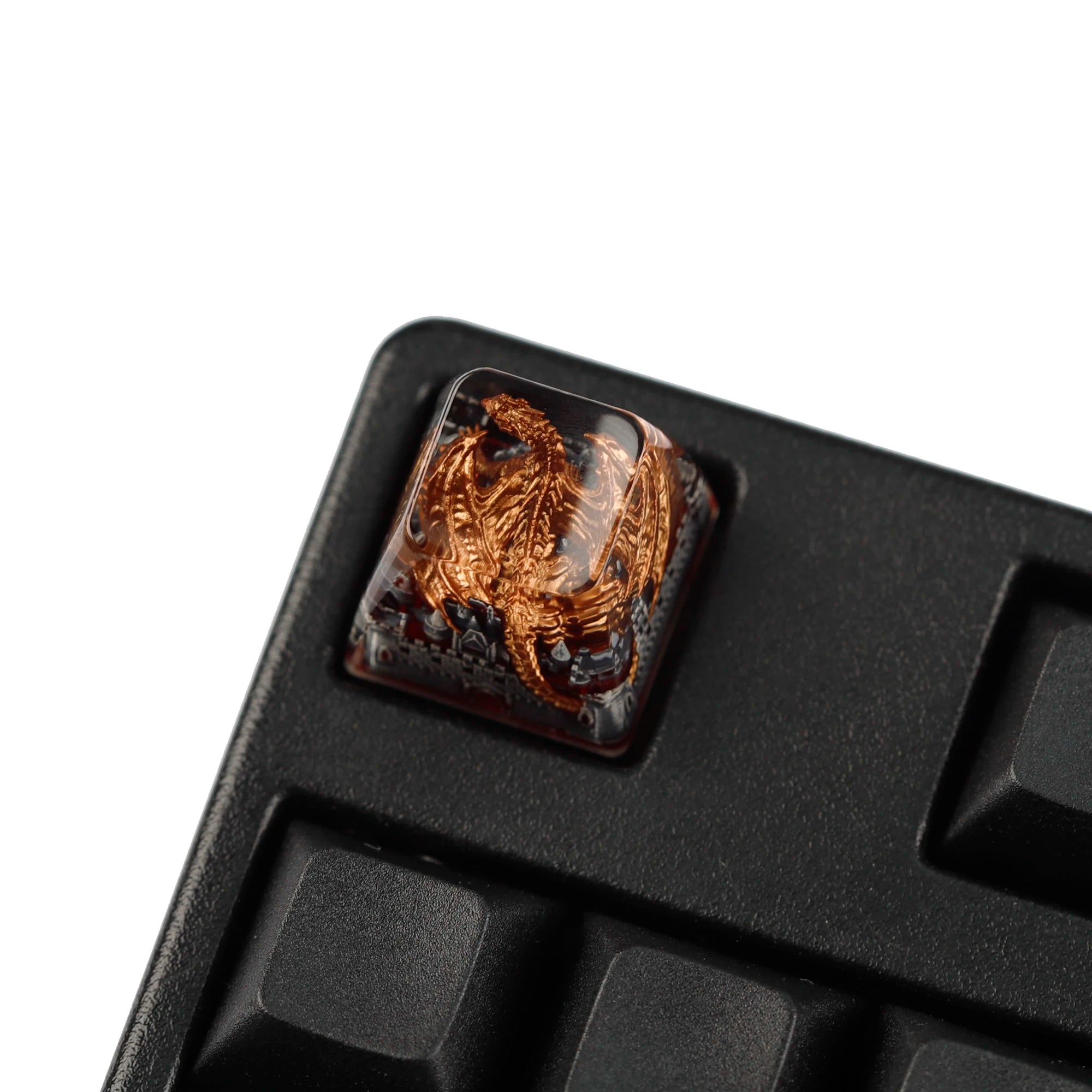 YMDK 1pcs Dinosaur Theme Silver Black Yellow Blue Personalized Resin Keycaps R4 1u Novel Key Caps for MX Mechanical Keyboards