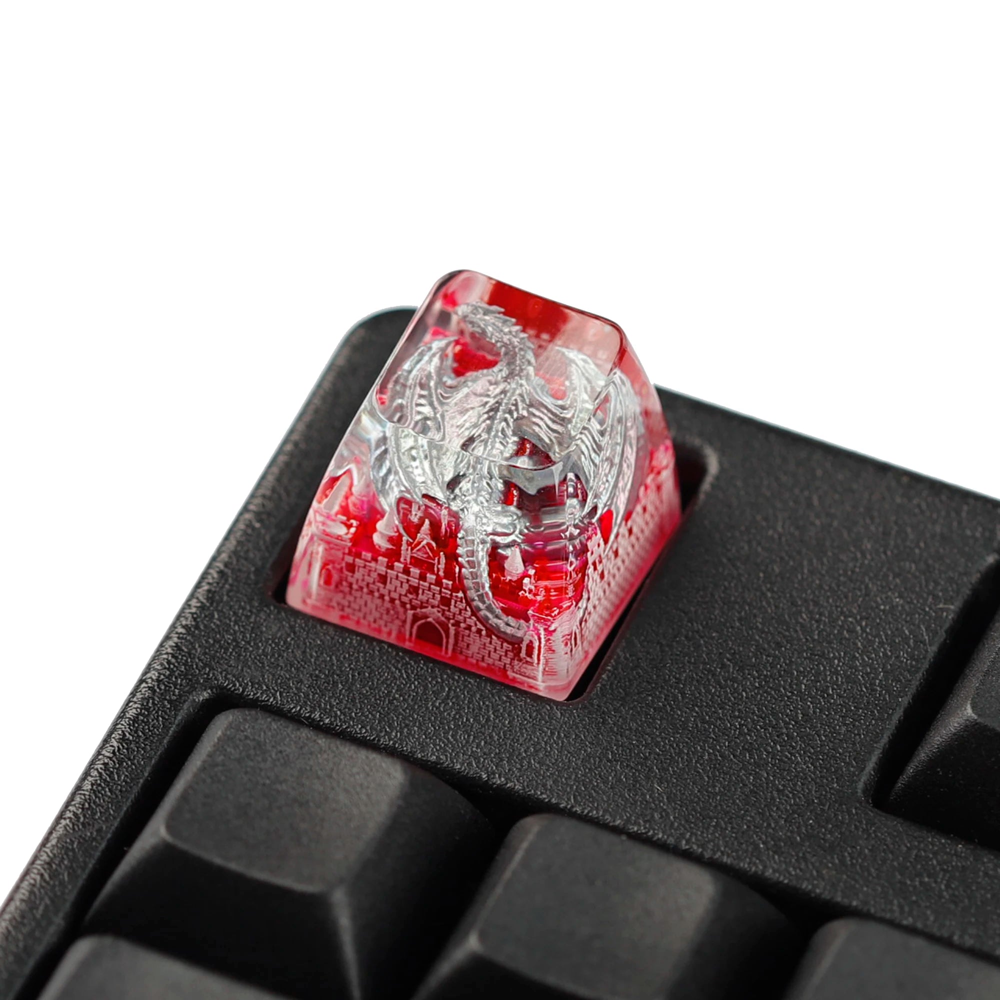 YMDK 1pcs Dinosaur Theme Silver Black Yellow Blue Personalized Resin Keycaps R4 1u Novel Key Caps for MX Mechanical Keyboards