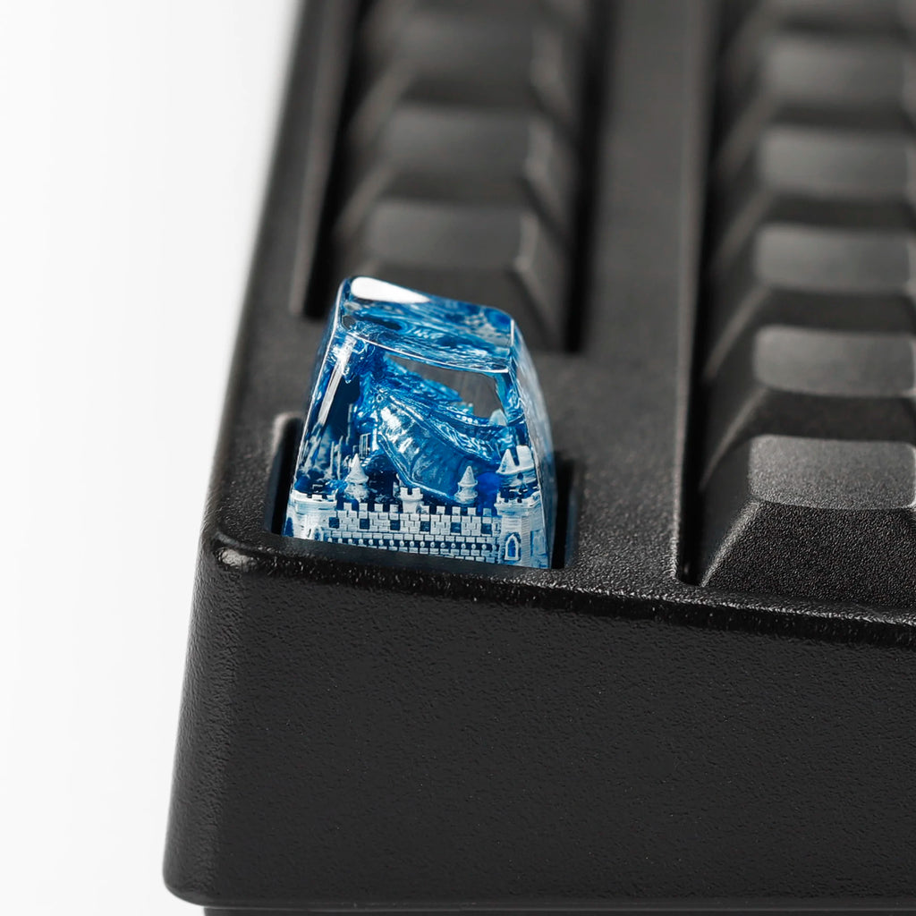YMDK 1pcs Dinosaur Theme Silver Black Yellow Blue Personalized Resin Keycaps R4 1u Novel Key Caps for MX Mechanical Keyboards