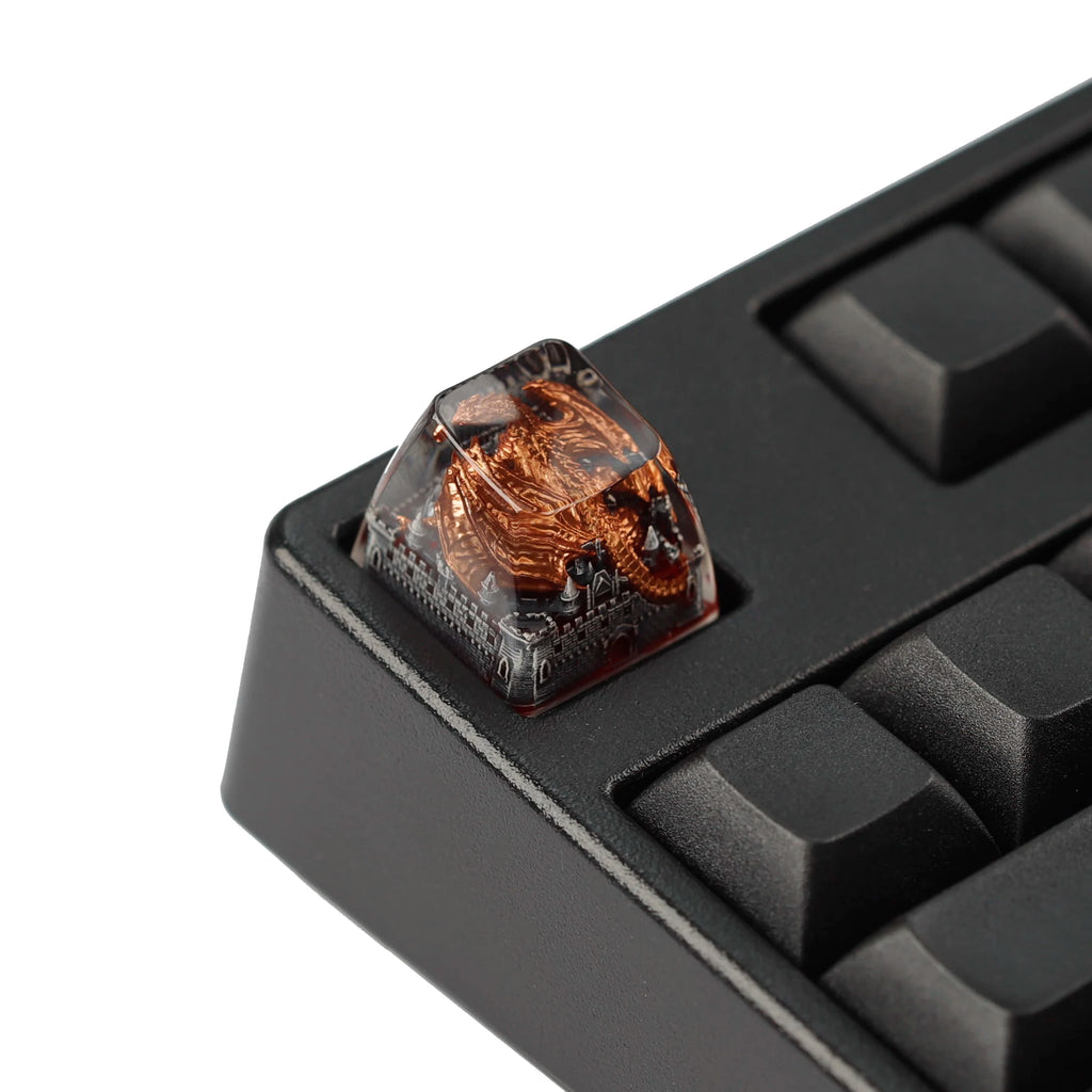 YMDK 1pcs Dinosaur Theme Silver Black Yellow Blue Personalized Resin Keycaps R4 1u Novel Key Caps for MX Mechanical Keyboards