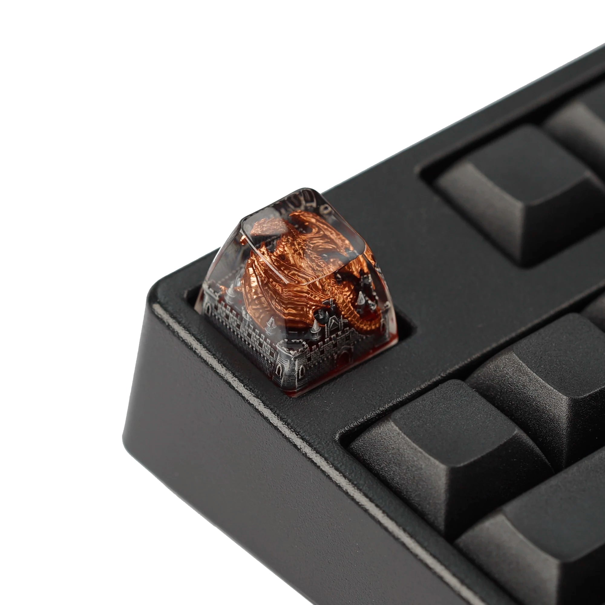 YMDK 1pcs Dinosaur Theme Silver Black Yellow Blue Personalized Resin Keycaps R4 1u Novel Key Caps for MX Mechanical Keyboards