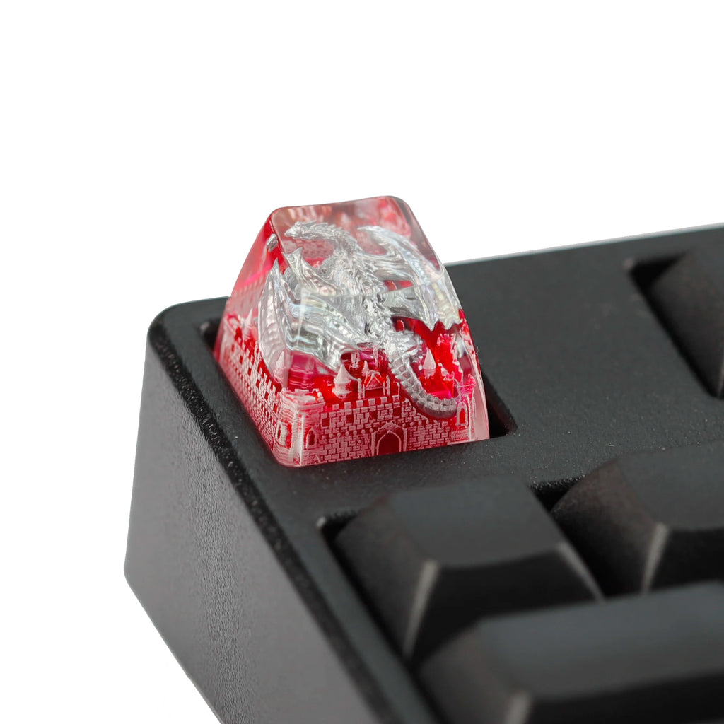 YMDK 1pcs Dinosaur Theme Silver Black Yellow Blue Personalized Resin Keycaps R4 1u Novel Key Caps for MX Mechanical Keyboards
