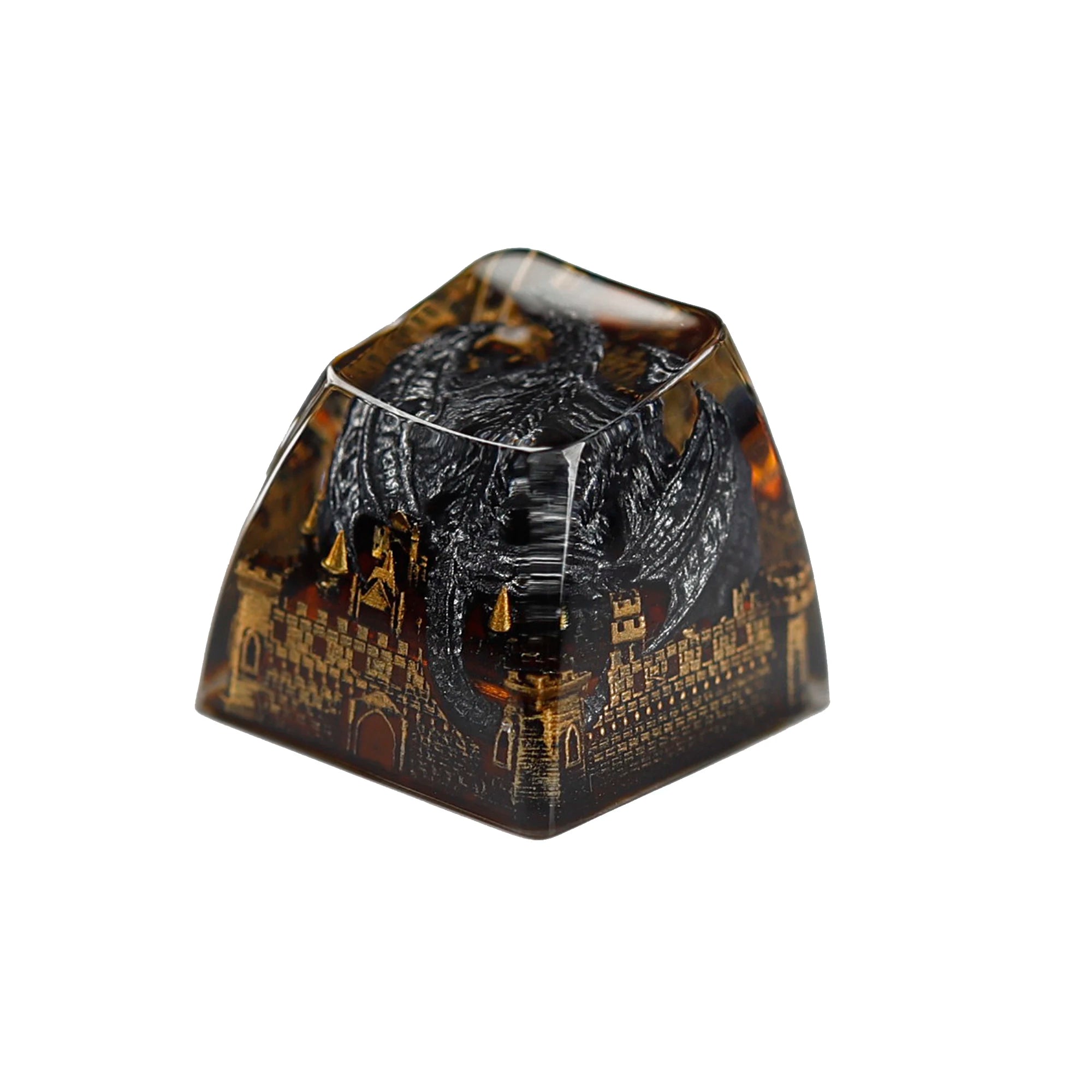 YMDK 1pcs Dinosaur Theme Silver Black Yellow Blue Personalized Resin Keycaps R4 1u Novel Key Caps for MX Mechanical Keyboards