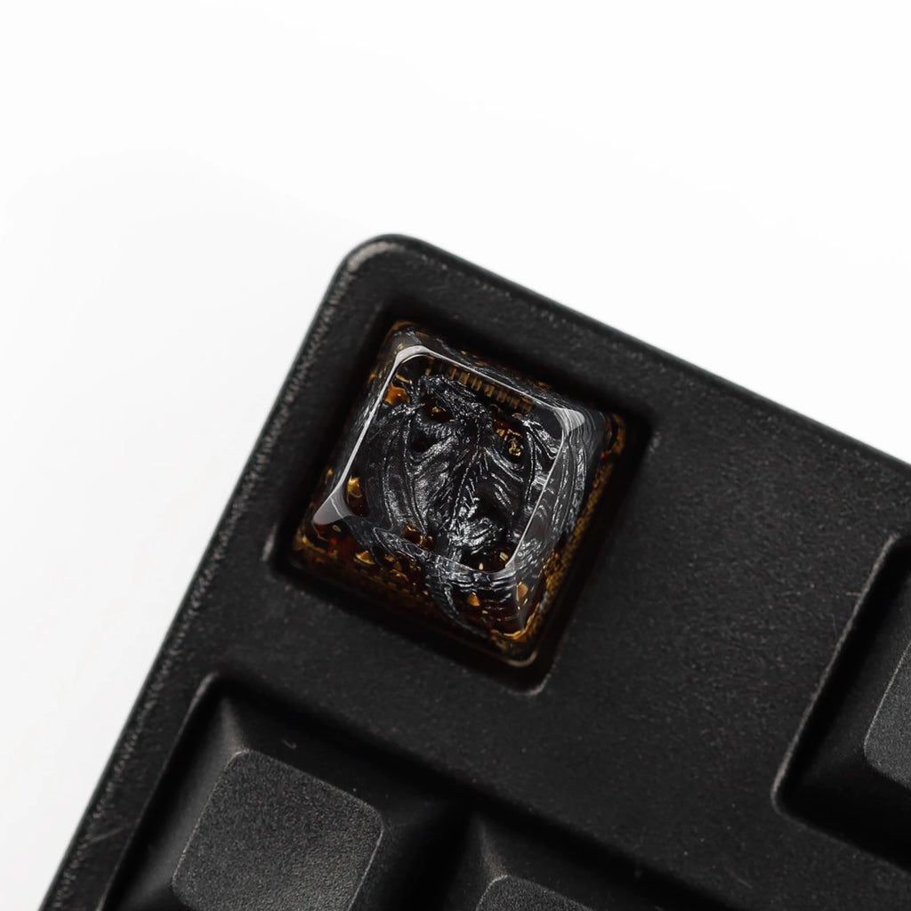 YMDK 1pcs Dinosaur Theme Silver Black Yellow Blue Personalized Resin Keycaps R4 1u Novel Key Caps for MX Mechanical Keyboards