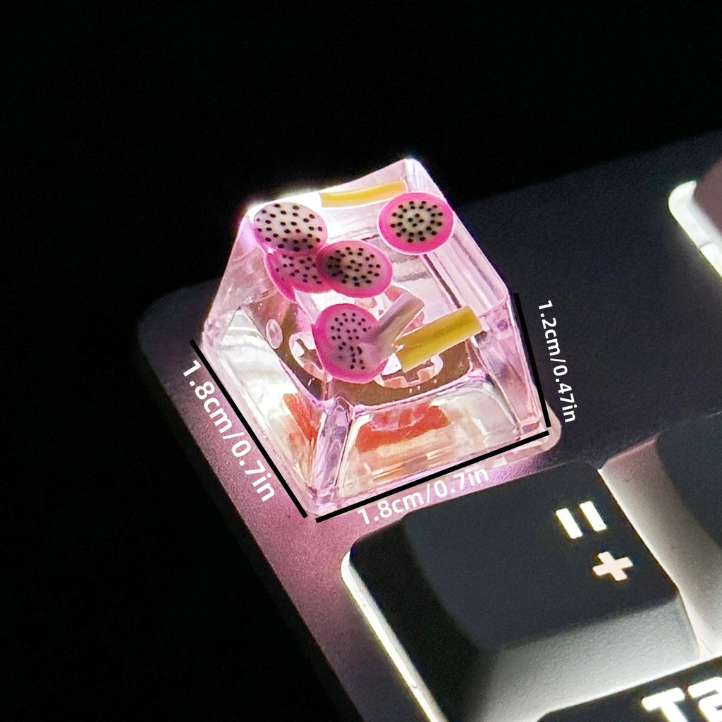 DIY Strawberries/Watermelon/Avocado Keycaps Translucent Fruit Series Resin Keycap Cross Axis Mechanical Keyboard Accessories