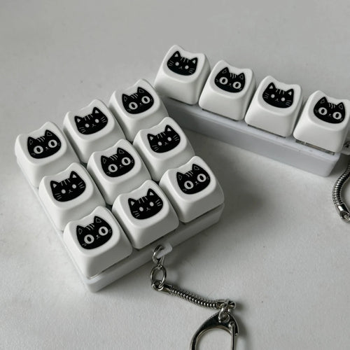 Black Cat Keyboard Keychain Mechanical Keyboard Tapping Fidget Toy Fun Mechanical Switch Keycap Fingertip Gadget