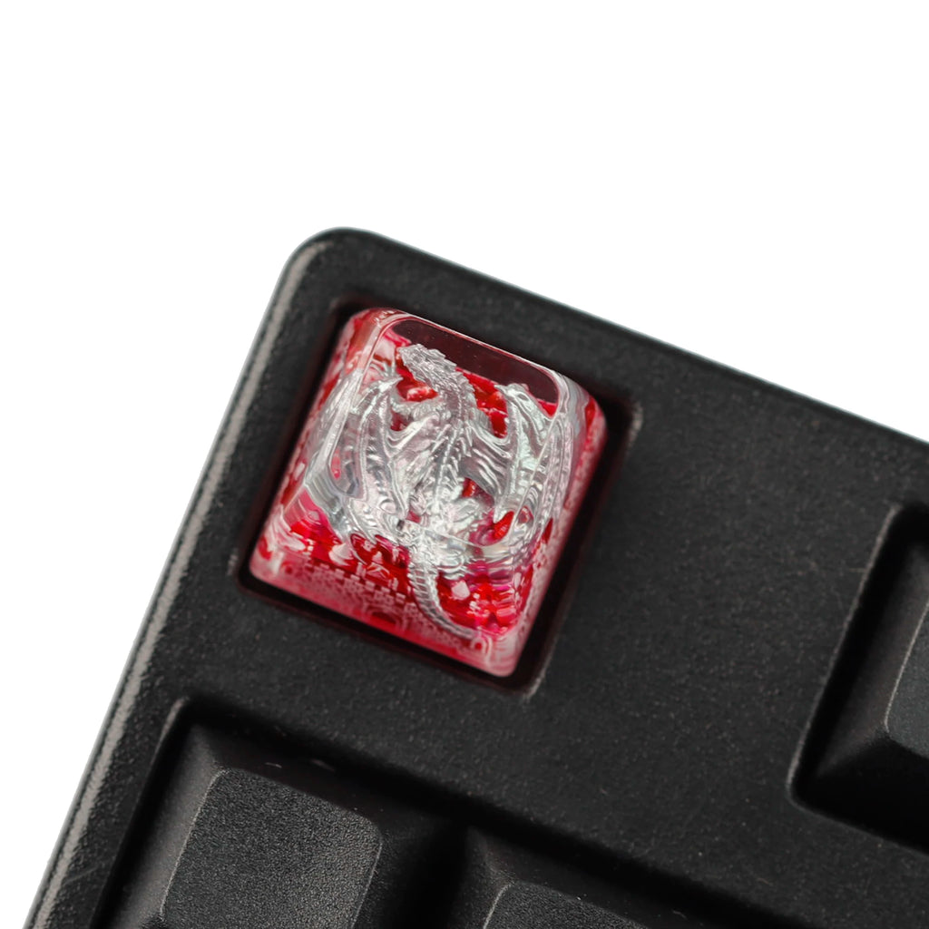 YMDK 1pcs Dinosaur Theme Silver Black Yellow Blue Personalized Resin Keycaps R4 1u Novel Key Caps for MX Mechanical Keyboards